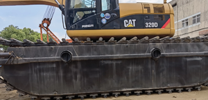 Usado bajo el agua 20 toneladas usado Swamp Buggy anfibio 320D excavadora con flotador pontón CAT 320D para la venta - Product Image 4