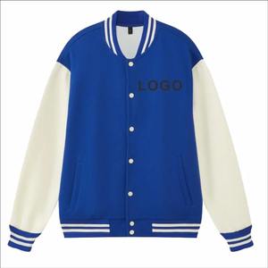 Veste universitaire de couleur unie de qualité supérieure pour hommes, uniforme de baseball ample à la mode, veste bombardier en toile imperméable et coupe-vent, veste décontractée - Product Image 4