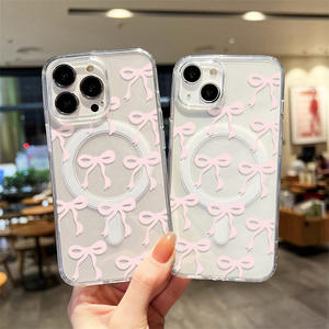 Custodia magnetica ricaricabile Bowknot trasparente per telefono cellulare su misura all'ingrosso accessori per telefono <span class=keywords><strong>Barbie</strong></span> per iPhone 17 Pro Max - Product Image 2