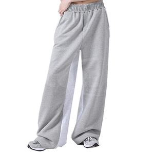 Pantalons de survêtement pour femmes de haute qualité, style ample évasé, streetwear léger, taille élastique, poches latérales, matière 100% coton - Product Image 1