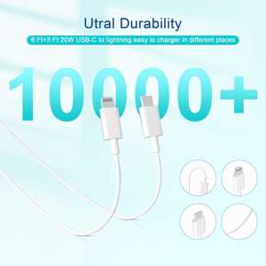 Paquete de <span class=keywords><strong>2</strong></span> Cargadores de Pared Tipo C de Carga Rápida con Cable para iPhone de 6+3 pies, Cargador Rápido para iPhone, Paquete de <span class=keywords><strong>2</strong></span> - Product Image 6