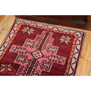 2.7x12.1 ft <b>Runner</b> Vintage Turkish Rug, <b>Red</b> Southwestern Wool Rug - Product Image 5