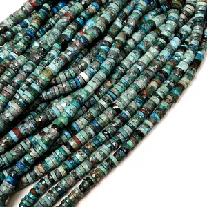 Chrysocolla Heishi Disc Wheel Beads Faceted Natural Gemstone Strand para la fabricación de joyas pulsera collar hecho a mano Boho Trend - Product Image 2