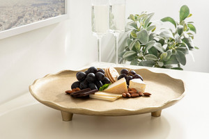 Plateau rond décoratif en métal doré en aluminium de qualité supérieure avec pieds au prix de gros du fabricant et exportateur indien - Product Image 6