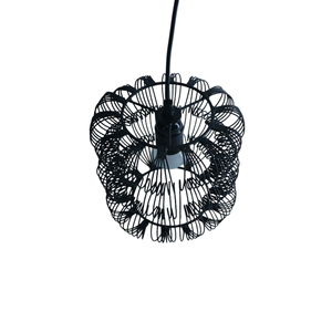 <b>Modern</b> One-<b>Light</b> Industrial Metal Pendant <b>Light</b> for Kitchen Farmhouse Easy <b>Ceiling</b> Installation <b>Black</b> with Iron Cage Middle Size - Product Image 6