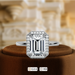 Bague de fiançailles solitaire en diamant de laboratoire 1 carat, coupe émeraude, bague de mariage, certifiée IGI, or blanc 14 carats, meilleur cadeau pour elle, jour spécial - Product Image 3