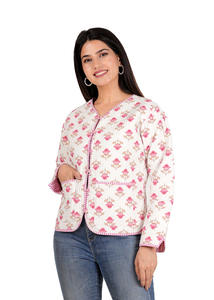 Veste en molleton de coton réversible pour femmes nouvelle main bloc imprimé manteau d'hiver bouton poche automne imprimé veste courte XL-pour les filles - Product Image 4