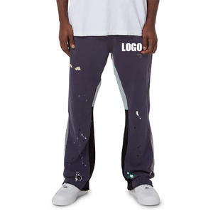 Wholesale Wide Leg French Terry <b>Stacked</b> Sweatpants Men,custom logo 100% Cotton Fleece Streetwear Flare <b>Joggers</b> Sweatpants - Product Image 1