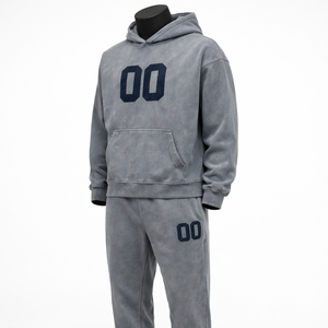 Conjunto de Sudadera con Capucha y Pantalones Deportivos con Lavado Ácido Personalizado |   Conjunto Deportivo de Dos Piezas de Algodón y Poliéster con Lavado Vintage |   Chándal Deportivo Unisex OEM ODM - Product Image 3