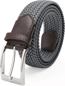 เข็มขัดหนังยืดปลายยางยืดปรับได้สำหรับทั้งชายและหญิงเข็มขัดถักโลโก้ - Product Image 4