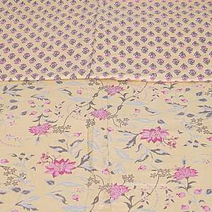 Dohar de Algodón de 240 Hilos con Estampado Floral Beige para Cama Doble, para Uso Doméstico - SHKR1026 - Product Image 3