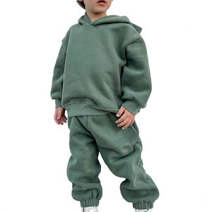 Nouveaux vêtements haute qualité unisexe polaire couleur unie Sport costume deux pièces bébé enfants survêtement - Product Image 1