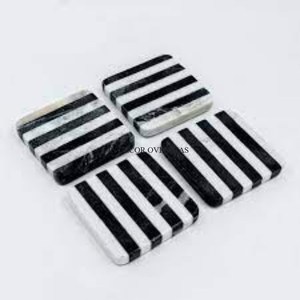 Posavasos de forma redonda de diseñador de tiras de Color blanco y negro más vendidos para bebidas hogar Hotel restaurante Mesa decoración centro de mesa - Product Image 2