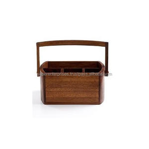 Caddy de madera con asa, organizador de condimentos, artículo al por mayor, nuevo diseño, bambú Natural, artesanía india, artículo decorativo para el hogar - Product Image 1