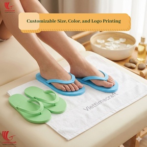Pantuflas de espuma desechables con logo personalizado, sandalias de pedicura multicolor de un solo uso para spa, salón de uñas, centro de bienestar - Product Image 2