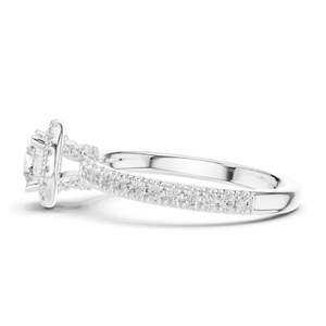 Anillo de Compromiso con Halo de Diamantes de Laboratorio Redondos Brillantes de 1.178 CT, Claridad VVS-VS EF, Oro de 18K, 14K, 10K y Plata 925, Moissanita - Product Image 6