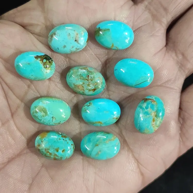 Best Verkopende Natuurlijke Mohave Turquoise Cabochon Flat Back Losse Gekalibreerde Edelstenen Voor Sieraden Maken Beschikbaar Tegen Bulkprijzen