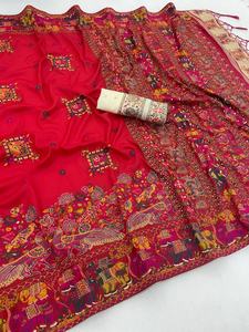 Exclusive Designer Look Soft Silk Material <b>Saree</b> with Elegant <b>Blouse</b> Stylish Ethnic Latest Trendy Indian Modest Party Wear Women - Product Image 2