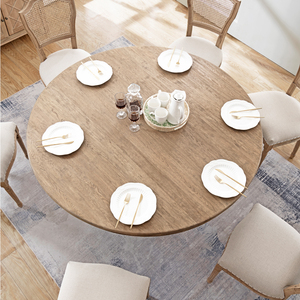 Hiện đại Antique hamptons phong cách sồi đồ nội thất gỗ rắn vòng bàn ăn và ghế đặt cho nhà khách sạn hoặc nhà hàng sử dụng - Product Image 2