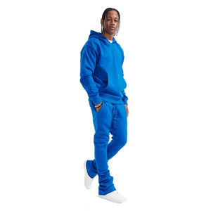 Service OME Survêtement pour homme Couleur bleue Pull à capuche avec poche kangourou Pantalon de survêtement empilé Survêtements pour adulte - Product Image 1