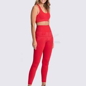 Ensemble de sport 2 pièces : Soutien-gorge de sport et Legging, couleur unie, respirant, écologique, maintien renforcé pour l'entraînement - Product Image 2