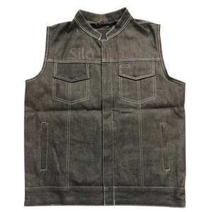 Chaleco vaquero negro para hombre superventas, decoración con bolsillos delanteros de talla grande, sin mangas, chalecos calefactables de invierno de alta calidad 100% con MOQ bajo - Product Image 6