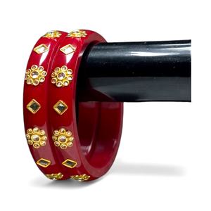 Juego de Brazaletes de Boda de Acrílico Rojo Brillante, Estilo Étnico Tradicional, Corte Esmeralda, Calidad Premium, Precio de Exportación, Directo de Fábrica - Product Image 4