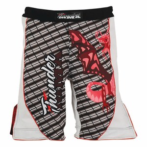 กางเกงมวยไทยคุณภาพสูง ระบายอากาศได้ดี พิมพ์ลายสีดำ โพลีเอสเตอร์ยืดหยุ่น ป้องกันแบคทีเรีย แห้งเร็ว สำหรับออกกำลังกาย - Product Image 2