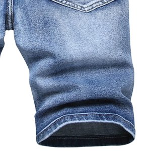 กางเกงยีนส์ขาสั้นสำหรับผู้ชายกางเกงขาสั้นผ้าเดนิมผ้าฝ้ายสีพื้นสไตล์ใหม่ล่าสุด100% - Product Image 4