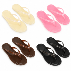 Tongs pour femmes respirantes à bout ouvert en PVC avec talon plat pour une utilisation quotidienne décontractée en été - Product Image 5