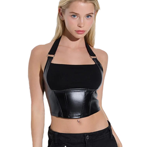 Blusa sin mangas con detalles de piel sintética - Product Image 2