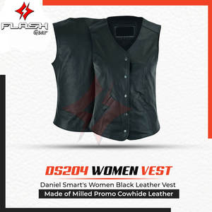 Femmes moto cuir gilet col ouvert Biker gilet Unique couture sans manches Style occidental équitation gilet Cruiser rue - Product Image 2