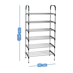 Organizzatore per Scarpe e Vestiti a 6 Ripiani in Acciaio Inox, Design Moderno Smontabile per Cucina e Soggiorno, Materiale PP e Tessuto - Product Image 2