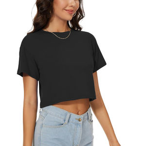 2025 Women's Custom 100% Cotton Crop <b>Top</b> Shirts <b>Ladies</b> Street Wear <b>Short</b> <b>Sleeve</b> T-shirts for Summer Eco-Friendly - Product Image 4