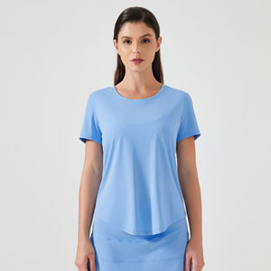 เสื้อยืดกีฬาผู้หญิงคุณภาพสูง ระบายอากาศดี น่ารัก ใส่สบายสำหรับฤดูร้อน ผ้าเจอร์ซีย์ แห้งเร็ว แขนสั้น ทรงปกติ เหมาะสำหรับโยคะ - Product Image 3