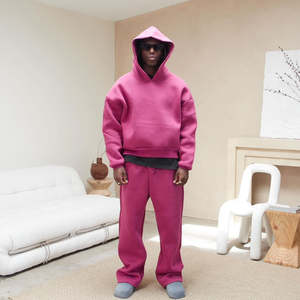 Conjunto Deportivo de Pantalones y Sudadera con Capucha Holgada y Transpirable de Algodón 100% para Hombre, Estilo Casual de Otoño, Personalizado OEM, Venta al por Mayor en EE. UU., Tejido de Rizo - Product Image 2