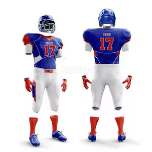 Ensemble de maillots de football américain pour hommes, personnalisables, légers, à séchage rapide, anti-UV, manches courtes, couleurs et tailles personnalisées, 100% polyester - Product Image 3