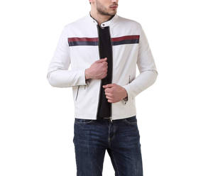 Chaqueta de cuero con dos tiras frontales, venta directa de fábrica, venta al por mayor, hecha por Wings Traders - Product Image 2