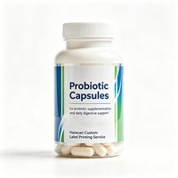 Étiquettes transparentes en PET imperméables imprimées pour bouteilles de capsules probiotiques Haoxuan OEM, pour l'emballage de compléments alimentaires