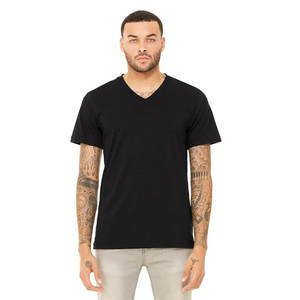 3415 Triblend Camiseta de manga corta con cuello en V Camisetas de algodón transpirable con cuello en V Logotipo personalizado Camiseta de cuello en V de diseño liso en blanco - Product Image 1