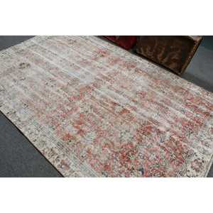 Turkish 5.7x9 ft <b>Rug</b>, Vintage Large <b>Rug</b>, White <b>Check</b> <b>Rug</b> - Product Image 4