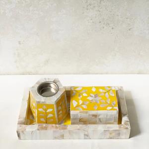 Delux blanc nacre mosaïque brûleurs d'encens en gros os incrustation bakhoor support de brûleur avec plateau et coffret - Product Image 6