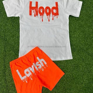 Ensemble t-shirt et short personnalisé personnalisé streetwear lavage t-shirt ensemble court hommes t-shirt et ensemble court - Product Image 4