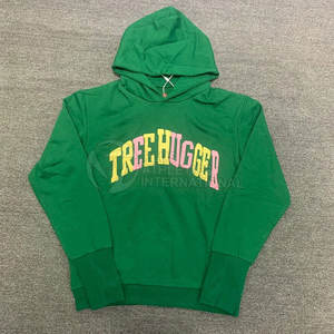 Nouveauté 2026 : Sweat à capuche streetwear OEM avec impression en relief, bord coupé, impression en relief personnalisée, couleur verte, pour homme, fabriqué au Pakistan - Product Image 2