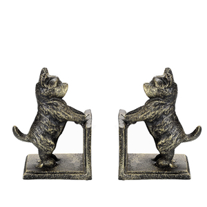 Sujetalibros de perros juguetones de hierro fundido antiguo personalizado - Product Image 1