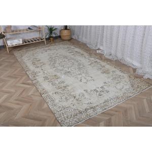 Tapis turc vintage 5,3x9 pieds (161x275 cm), tapis en laine persan blanc - Product Image 2