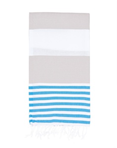 Serviette de plage turque Capri, rayures bicolores, 100% coton Peshtemal - Product Image 6