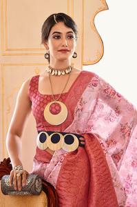 Fancy Wear High On Demand Sari de seda de alta calidad de moda con Blusa con trabajo impreso digital a precio mayorista - Product Image 6