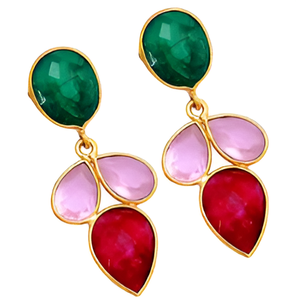 925ต่างหูชุบทองเงินสเตอร์ลิงต่างหูพลอยทับทิมควอตซ์สีชมพูต่างหูแฟชั่นทันสมัยสำหรับเป็นของขวัญแต่งงาน - Product Image 6