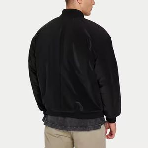 Fabricant OEM Vestes solides en nylon coupe-vent pour le printemps et l'automne Manteau athlétique noir à coupe ample avec fermeture éclair Blouson bombardier universitaire pour hommes - Product Image 2